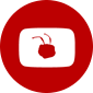 Icon Red circle with white rectangle and red Ant head