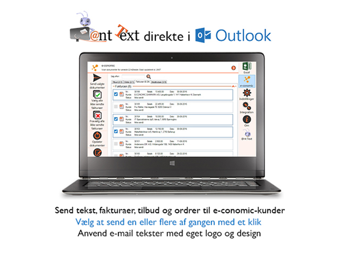 Computer skærm - Ant text direkte i Outlook