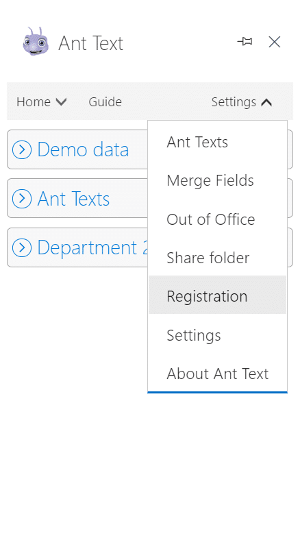 Ant Text Panel Settings