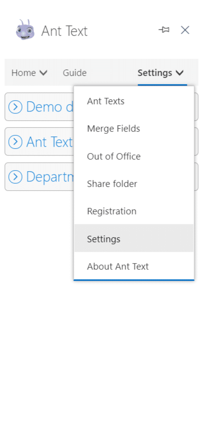 Ant Text Panel Settings