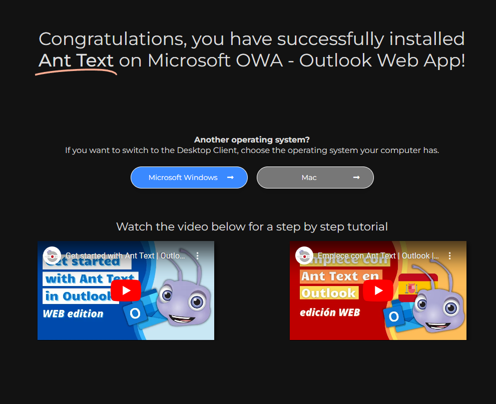 get started with Ant Text on OWA